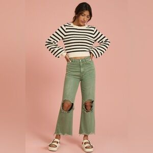 New With Tags Alter’d State Olive Crop Distressed Jeans